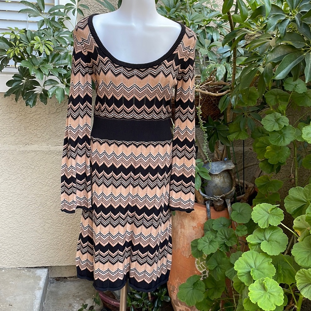 Vintage Multicolored chevron print knitted dress